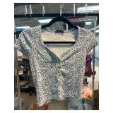 Brandy Melville Blue Floral Button-Up Top