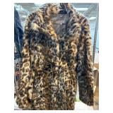 Eliza J XS Leopard Print Faux Fur Coat
