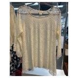 Brittany Black Lace Top, 1X, Polyester