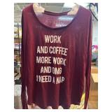 Maroon Long-Sleeve Shirt with White Print