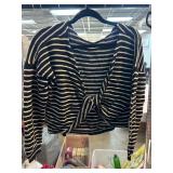 Black and Beige Striped Knit Sweater
