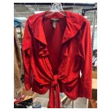 Mishca Red Microfiber Tie-Front Cardigan