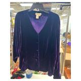 Coldwater Creek Purple Velvet Button-Up Blouse