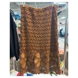 Large Brown Crochet Layered Skirt