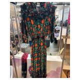 Colorful Floral Long-Sleeve Dress with Ruffles