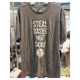 Brown XL T-Shirt With Baseball-Themed Graphic