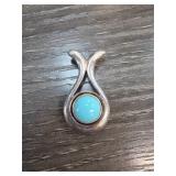 Sterling Silver Pendant with Turquoise Accent
