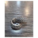 Sterling Silver Marcasite Hoop Earrings