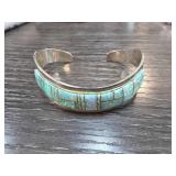 I Kee Sterling Silver Cuff with opal 21.6g