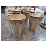 Six Engraved Sterling Silver Cups 118g