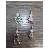 Four Sterling Silver Gemstone Pendants