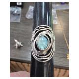 Sterling Silver Ring With Oval Blue Stone