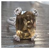 Judith Ripka Sterling Silver Ring With Yellow Ston