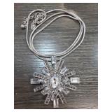 Silver-Tone Starburst Pendant Necklace