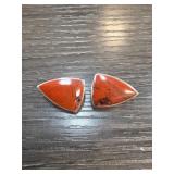 Sterling Silver Clip-On Earrings with Red Stone