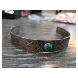 Sterling Silver Cuff Bracelet with Green Stone