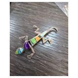 Sterling Silver Lizard Pin With Inlay Design