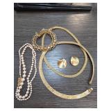 Monet Gold-Tone and Imitation Pearl Jewelry Set