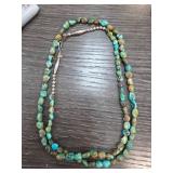 Turquoise and Metal Double-Strand Necklace