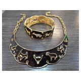Gold-Tone Necklace and Cuff Bracelet Set