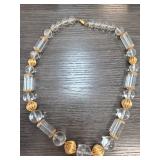 Faceted Lucite and Gold-Tone Beaded Necklace