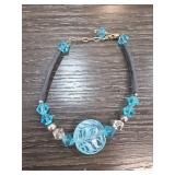 Sterling Silver Bracelet with Blue and Clear Beads