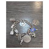 Sterling Silver Charm Bracelet, 42.3g