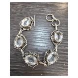 Sterling Silver Bracelet With Clear Stones