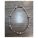 Sterling Silver Bracelet With Purple Beads