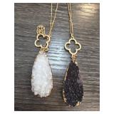 Gold-Tone Pendant Necklaces with Teardrop Design