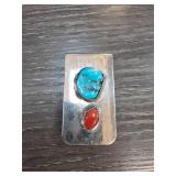 Silver-Tone Money Clip With Inlaid Stones