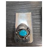 Metal Money Clip With Turquoise Stone Design
