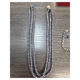 14k Gold Clasp Multi-Strand Pearl Necklace