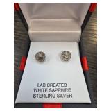 Sterling Silver White Sapphire Stud Earrings
