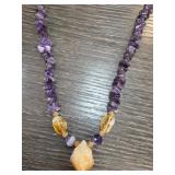 Amethyst and Citrine Beaded Necklace