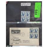 Block of 1954 Airmail Stamps With FDC