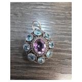 Sterling Silver Pendant With Gemstone Accents