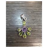 Sterling Silver Amethyst and Peridot Pendant