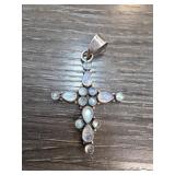 Sterling Silver and Moonstone Cross Pendant