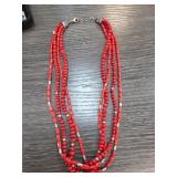 Sterling Silver Multi-Strand Coral Necklace