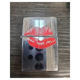 Zippo Lighter with Red Lips Design