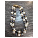Double-Strand Faux Pearl and Bead Necklace