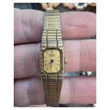 Seiko Quartz Womens Watch with Gold-Tone Band