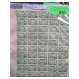 Sheet of 1936 U.S. Army Commemorative Stamps