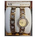 Elgin Watch and Bracelet Set with Crystals