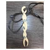 Carved Bone Pendant with Paua Shell Inlay