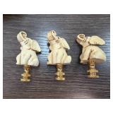 Three Elephant Finials with Gold-Tone Bases