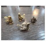 Four Brass Bird Figurines