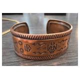 Copper Cuff Bracelet with Tribal Motif
