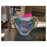 Handcrafted Ceramic Pitcher With Floral Design